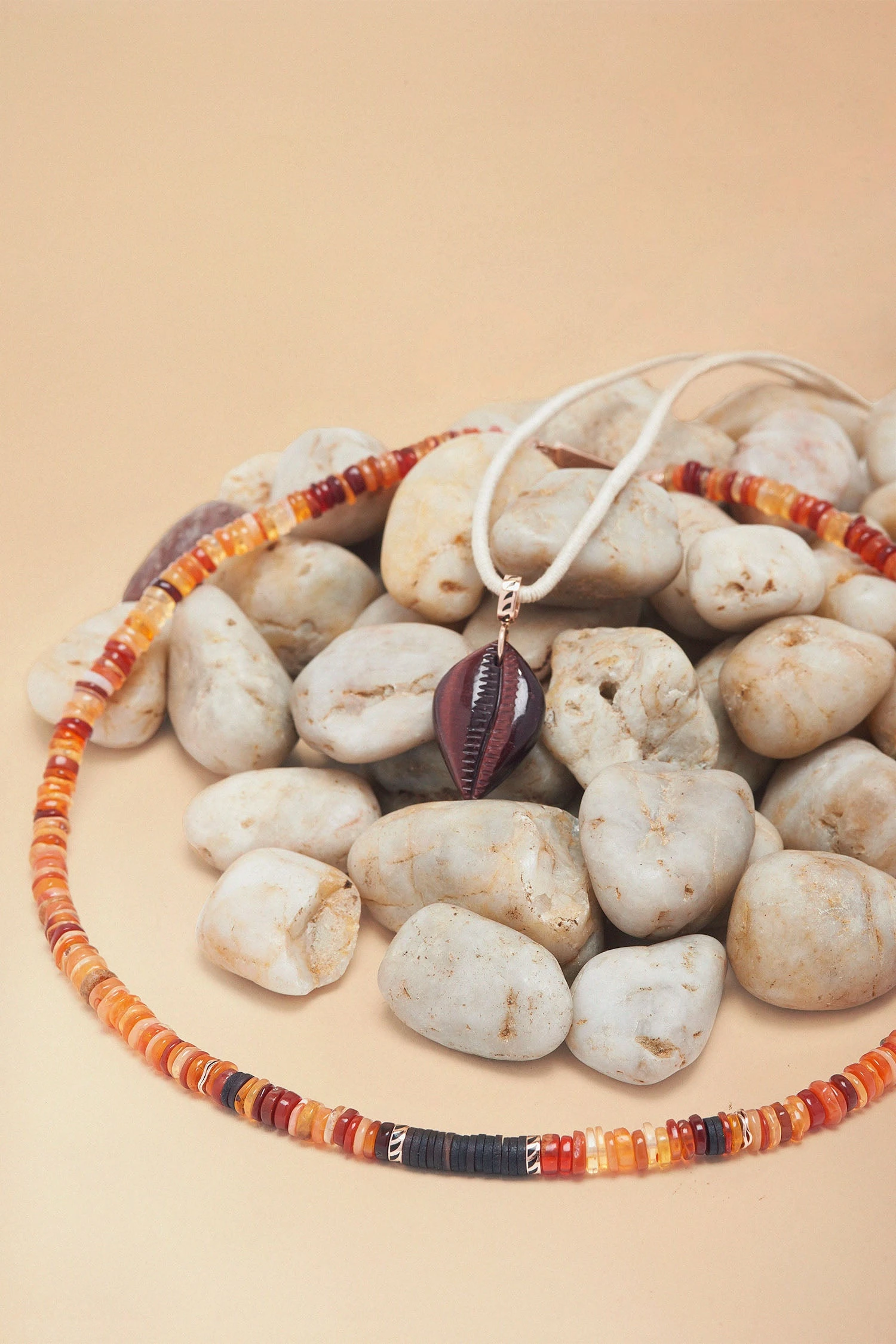 ULLA JOHNSON Fire Opal And Coco Shell Shark Fin Puka 5 ULLA JOHNSON Fire Opal And Coco Shell Shark Fin Puka - Image 3