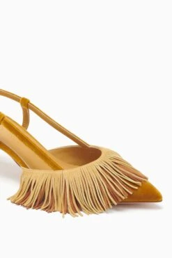 ULLA JOHNSON Shira Fringe Sling Back - Sunsprite Colorblock -Lila's Closet FA231002 FRINGESLINGBACK MARIGOLD SIERRA c r web