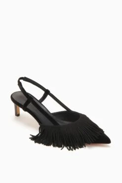 ULLA JOHNSON Shira Fringe Sling Back - Noir -Lila's Closet FA231002 FRINGESLINGBACK NOIR b r web