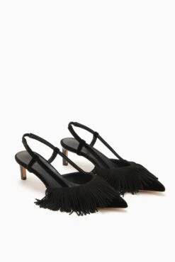 ULLA JOHNSON Shira Fringe Sling Back - Noir -Lila's Closet FA231002 FRINGESLINGBACK NOIR d r web