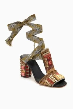 ULLA JOHNSON Celina Embellished High Heel - Solar -Lila's Closet FA231006 EMBELLISHEDHIGHHEEL NOIR b r web