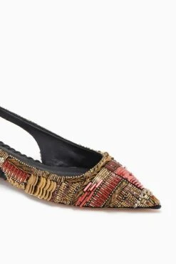ULLA JOHNSON Isadora Embellished Sling Back Flat - Solar -Lila's Closet FA231009 EMBELLISHEDSLINGBACKFLAT NOIR c r web