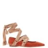 ULLA JOHNSON Arlo Ribbon Ballet Flat - Redwood -Lila's Closet FA231017 RIBBON BALLET AMBER VELVET a r UPDATE