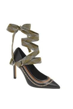 ULLA JOHNSON Salma Ribbon High Heel - Noir -Lila's Closet FA231018 RIBBON HIGH HEEL NOIR b r UPDATE
