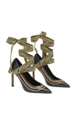 ULLA JOHNSON Salma Ribbon High Heel - Noir -Lila's Closet FA231018 RIBBON HIGH HEEL NOIR d r UPDATE