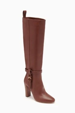 ULLA JOHNSON Annette Knee High Boot - Mahogany -Lila's Closet FA231019 ANNETTEKNEEHIGHBOOT MAHOGANY b r web