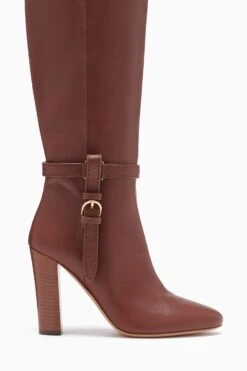 ULLA JOHNSON Annette Knee High Boot - Mahogany -Lila's Closet FA231019 ANNETTEKNEEHIGHBOOT MAHOGANY c r web