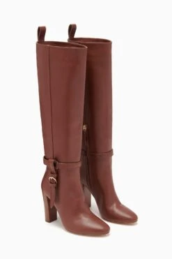 ULLA JOHNSON Annette Knee High Boot - Mahogany -Lila's Closet FA231019 ANNETTEKNEEHIGHBOOT MAHOGANY d r web