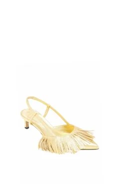 ULLA JOHNSON Shira Fringe Sling Back - Gold -Lila's Closet FA231025 SHIRA FRINGE SLING BACK GOLD b UPDATE