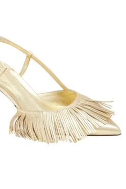 ULLA JOHNSON Shira Fringe Sling Back - Gold -Lila's Closet FA231025 SHIRAFRINGESLINGBACK GOLD c