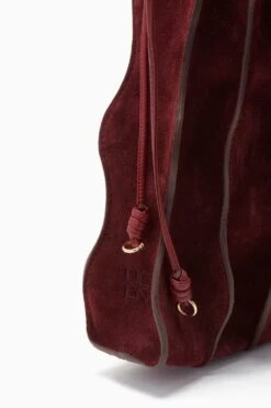 ULLA JOHNSON Adria Large Pleated Wave Bag - Mahogany -Lila's Closet FA231124 ADRIALARGEPLEATEDWAVEBAG MAHAGONY c r web