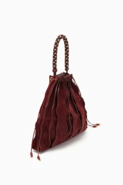 ULLA JOHNSON Adria Large Pleated Wave Bag - Mahogany -Lila's Closet FA231124 ADRIALARGEPLEATEDWAVEBAG MAHOGANY b r web