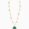 ULLA JOHNSON Hammered Chain Organic Stone Pendant - Turquoise -Lila's Closet FA231400 HAMMEREDCHAINSTONEPENDANT TURQUOISE a r web
