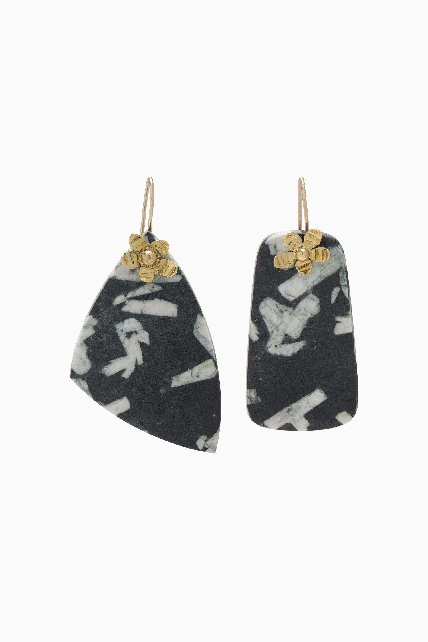 ULLA JOHNSON Hammered Chain Organic Stone Earring - Chinese Writing Stone 3 ULLA JOHNSON Hammered Chain Organic Stone Earring - Chinese Writing Stone