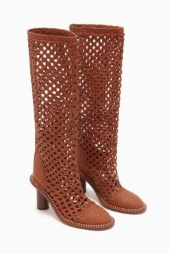 ULLA JOHNSON Hannah Woven Leather High Heel Boot - Sierra -Lila's Closet PF231004 HannahWovenLeatherHighHeelBoot SIERRA d r web