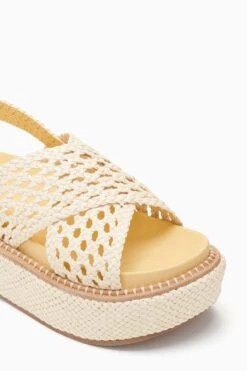 ULLA JOHNSON Gili Woven Leather Flatform - Transparent Yellow -Lila's Closet PF231005 WovenLeatherFlatform TransparentYellow c r web