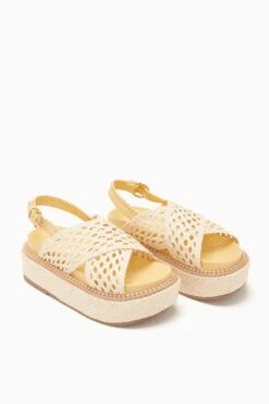 ULLA JOHNSON Gili Woven Leather Flatform - Transparent Yellow -Lila's Closet PF231005 WovenLeatherFlatform TransparentYellow d r web