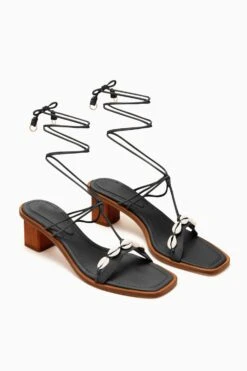 ULLA JOHNSON Nicolette Shell Laceup High Heel - Noir -Lila's Closet PF231014 ShellLace UpHighHeel Noir d r web