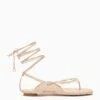 ULLA JOHNSON Romina Shell Laceup Sandal - Powder -Lila's Closet PF231016 ShellLace UpFlat Powder a r web 1
