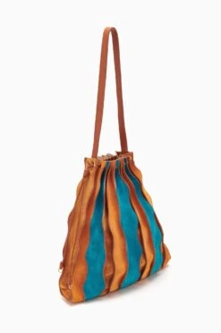 ULLA JOHNSON Adria Large Pleated Wave Bag - Montego Colorblock -Lila's Closet PF231124 LargePleatedBag Sundew Teal Sierra b r web