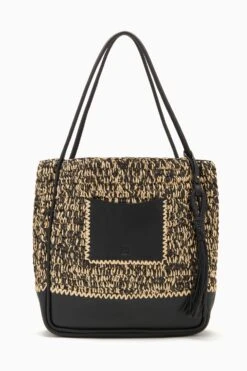 ULLA JOHNSON Maya Raffia Tote - Noir Melange