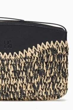 ULLA JOHNSON Maya Raffia Pouch - Noir Melange -Lila's Closet PF231320 RaffiaPouch NoirMelange c r web