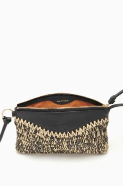 ULLA JOHNSON Maya Raffia Pouch - Noir Melange -Lila's Closet PF231320 RaffiaPouch NoirMelange d r web