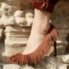 ULLA JOHNSON Inez Fringe High Heel - Mahogany 1 ULLA JOHNSON Inez Fringe High Heel - Mahogany -Lila's Closet UJ AW23 Alts L1 9 WEB