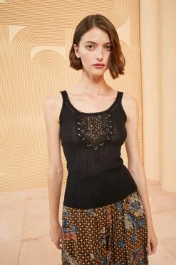 ULLA JOHNSON Ameline Tank - Noir -Lila's Closet ULLA JOHNSON AMELINE TANK NOIR 03