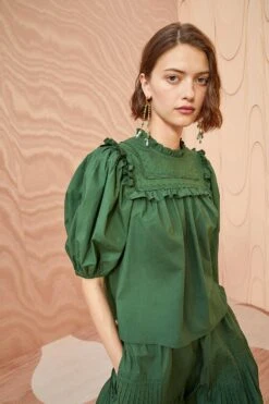 ULLA JOHNSON Adeline Top - Juniper -Lila's Closet ULLA JOHNSON Adeline Top JUNIPER 05