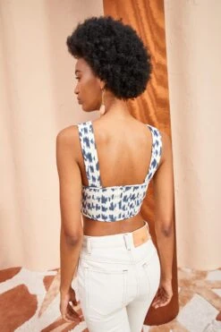 ULLA JOHNSON Carisia Top - Indigo Ikat -Lila's Closet ULLA JOHNSON Carisia Top INDIGO IKAT 04