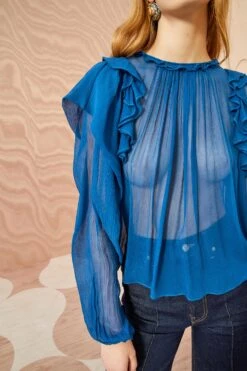 ULLA JOHNSON Elvia Blouse - Sapphire -Lila's Closet ULLA JOHNSON Elvia Blouse SAPPHIRE 02 ALT