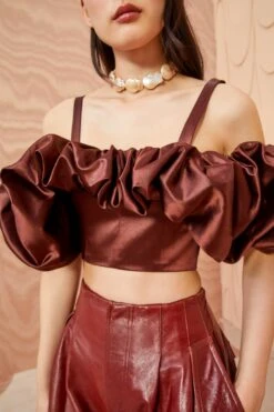 ULLA JOHNSON Fia Top - Mahogany -Lila's Closet ULLA JOHNSON Fia Top MAHOGANY 02 ALT