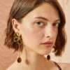 ULLA JOHNSON Hammered Chain Flower Drop Earring - Tiger's Eye -Lila's Closet ULLA JOHNSON HAMMERED CHAIN FLOWER DROP EARRING TIGERS EYE 01