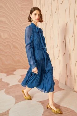 ULLA JOHNSON Idalia Dress - Sapphire -Lila's Closet ULLA JOHNSON Idalia Dress SAPPHIRE 04 UPDATE