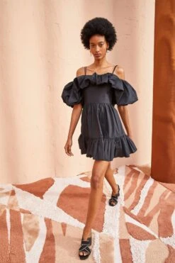 ULLA JOHNSON Lila Dress - Noir -Lila's Closet ULLA JOHNSON LILA DRESS NOIR 03