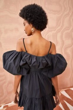 ULLA JOHNSON Lila Dress - Noir -Lila's Closet ULLA JOHNSON LILA DRESS NOIR 04