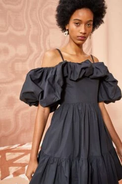 ULLA JOHNSON Lila Dress - Noir -Lila's Closet ULLA JOHNSON LILA DRESS NOIR 05