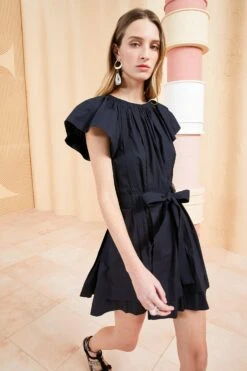 ULLA JOHNSON Mae Dress - Noir -Lila's Closet ULLA JOHNSON MAE DRESS NOIR 05