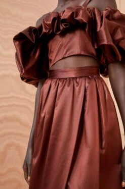 ULLA JOHNSON Maxine Skirt - Mahogany -Lila's Closet ULLA JOHNSON Maxine Skirt MAHOGANY 02 ALT