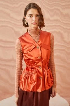 ULLA JOHNSON Monroe Vest - Red Oxide -Lila's Closet ULLA JOHNSON Monroe Vest REDOXIDE 0049