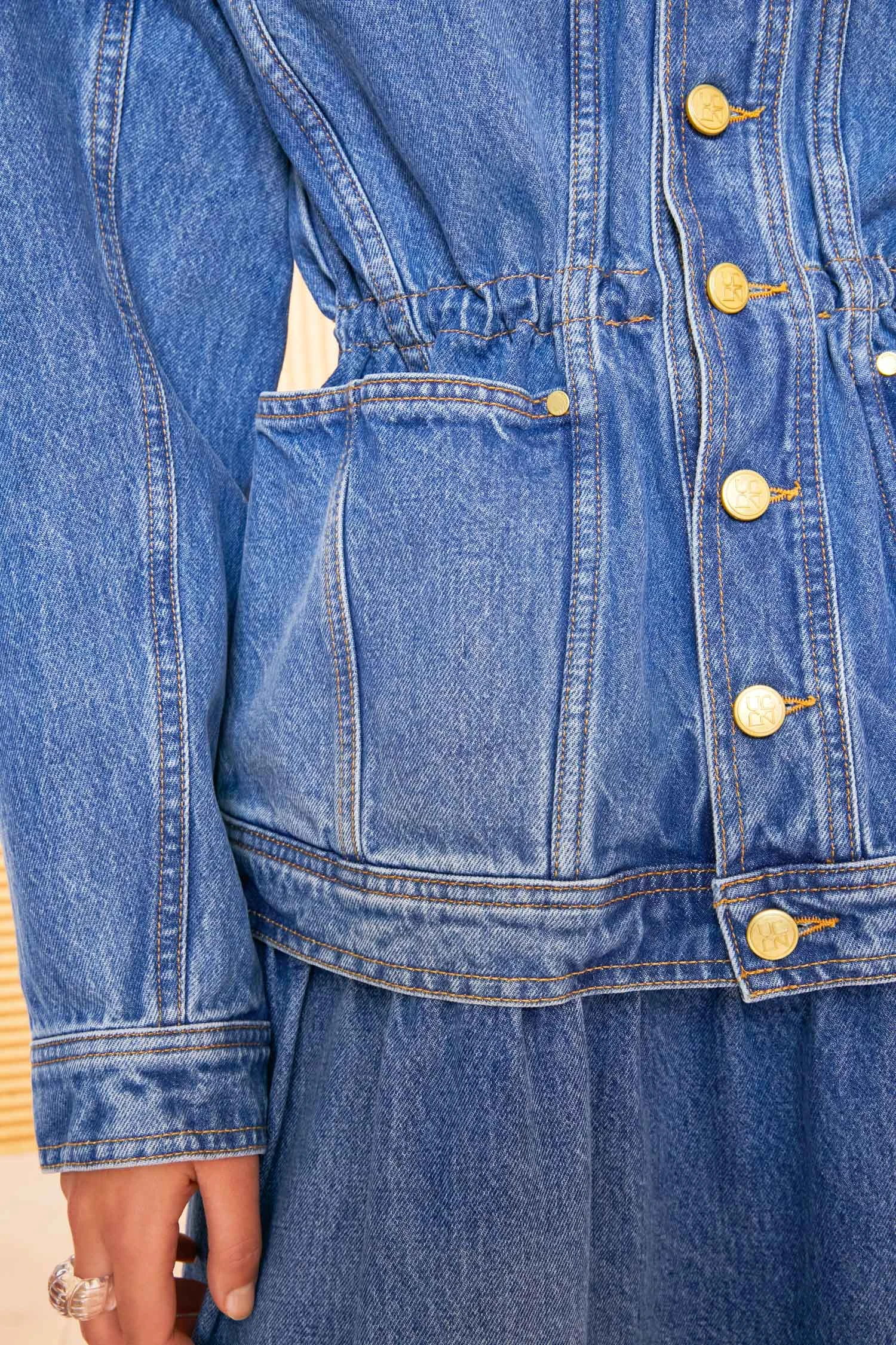 ULLA JOHNSON The Odette Jacket - Danube Medium Indigo Wash 7 ULLA JOHNSON The Odette Jacket - Danube Medium Indigo Wash - Image 5