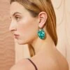 ULLA JOHNSON Hammered Chain Organic Stone Earring - Turquoise -Lila's Closet ULLA JOHNSON ORGANIC STONE EARRING TURQUOISE 01