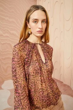 ULLA JOHNSON Pauline Blouse - Pomegranate -Lila's Closet ULLA JOHNSON Pauline Blouse POMEGRANATE 03