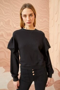 ULLA JOHNSON Pilar Pullover - Noir -Lila's Closet ULLA JOHNSON Pilar Pullover NOIR 05