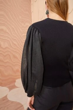 ULLA JOHNSON Quinn Cardigan - Noir -Lila's Closet ULLA JOHNSON Quinn Cardigan NOIR 0088