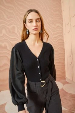 ULLA JOHNSON Quinn Cardigan - Noir -Lila's Closet ULLA JOHNSON Quinn Cardigan NOIR 0128