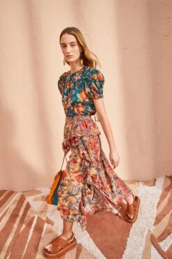 ULLA JOHNSON Ursa Skirt - Coral Bloom 11 ULLA JOHNSON Ursa Skirt - Coral Bloom -Lila's Closet ULLA JOHNSON Ursa Skirt CORAL BLOOM 0019