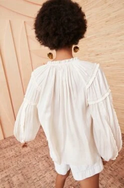 ULLA JOHNSON Maeve Blouse - Blanc -Lila's Closet ulla johnson white maeve top blanc UJ990237 view 4
